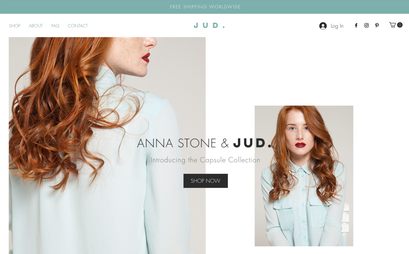 A website template for an online clothing store on the Wix platform.