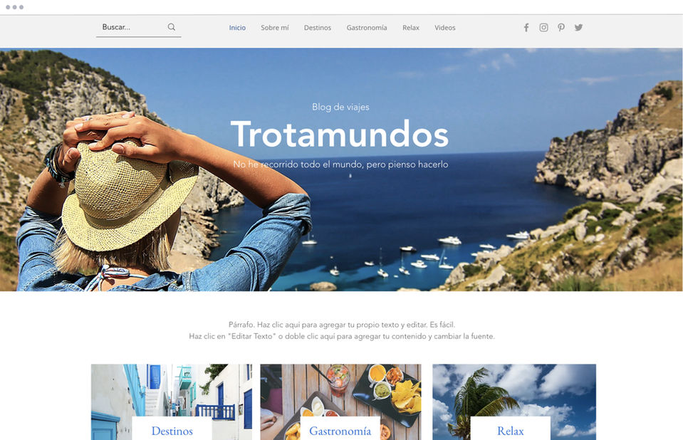 Plantilla web de blog de viajes