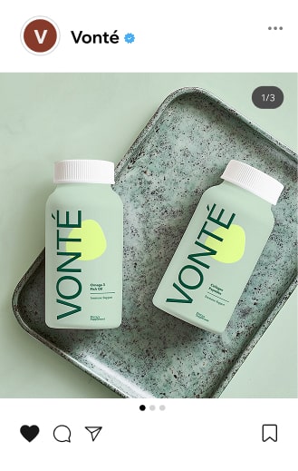 サプリメント「VONTE」のパッケージを紹介する SNS 投稿。