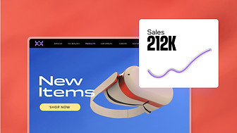 e-Commerce web s grafem, který zobrazuje rostoucí prodeje.