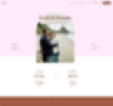 Ein Template für eine Hochzeits-Website präsentiert ein Bild des Paares und Daten zu Zeit und Ort der Hochzeit.