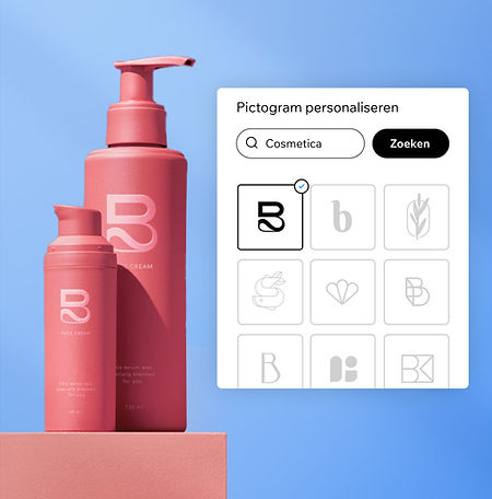 Tool voor het maken van logo's, die een aangepast pictogram voor een cosmeticabedrijf aan het maken is.