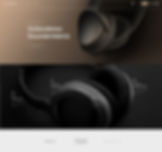 Ein Template für eine Produkt-Landingpage zeigt einen Kopfhörer vor einem braunem Hintergrund.