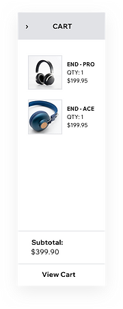 A cart view from a Wix store displaying merchandise 