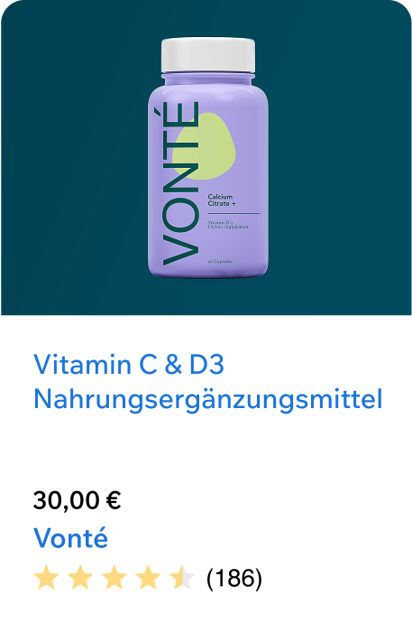 Eine Google-Werbeanzeige für ein Nahrungsergänzungsmittel einer Marke namens Vonté, die über die Website-Verwaltung von Wix verwaltet wird.