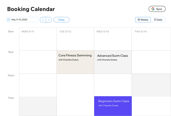Image of the the Booking Calendar that c