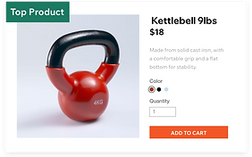 A top selling product, in this case a 9lbs Kettlebell.
