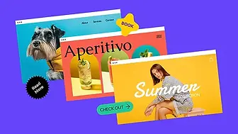 Trzy strony główne witryn stworzonych na Wix. 